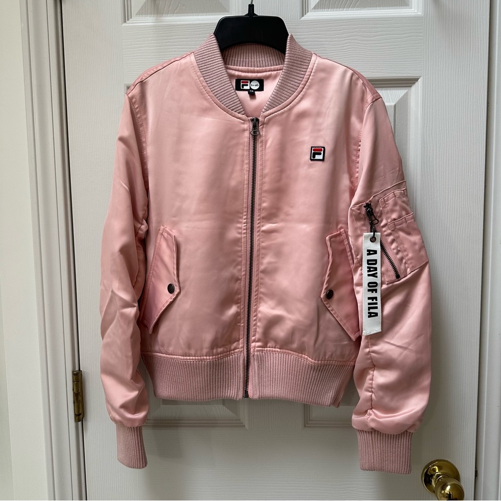 Fila Satin Bomber Jacket, light pink, size S